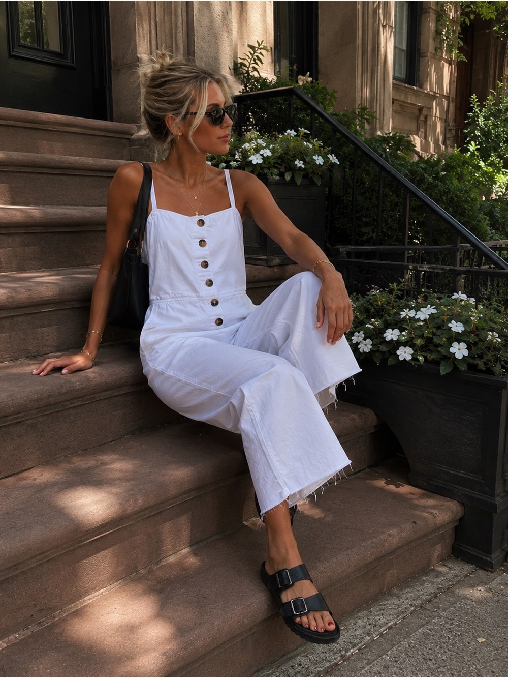 Topshop Moto Tortoise Button Front Cropped Wide Leg Jumpsuit US 6 - Picture 2 of 10